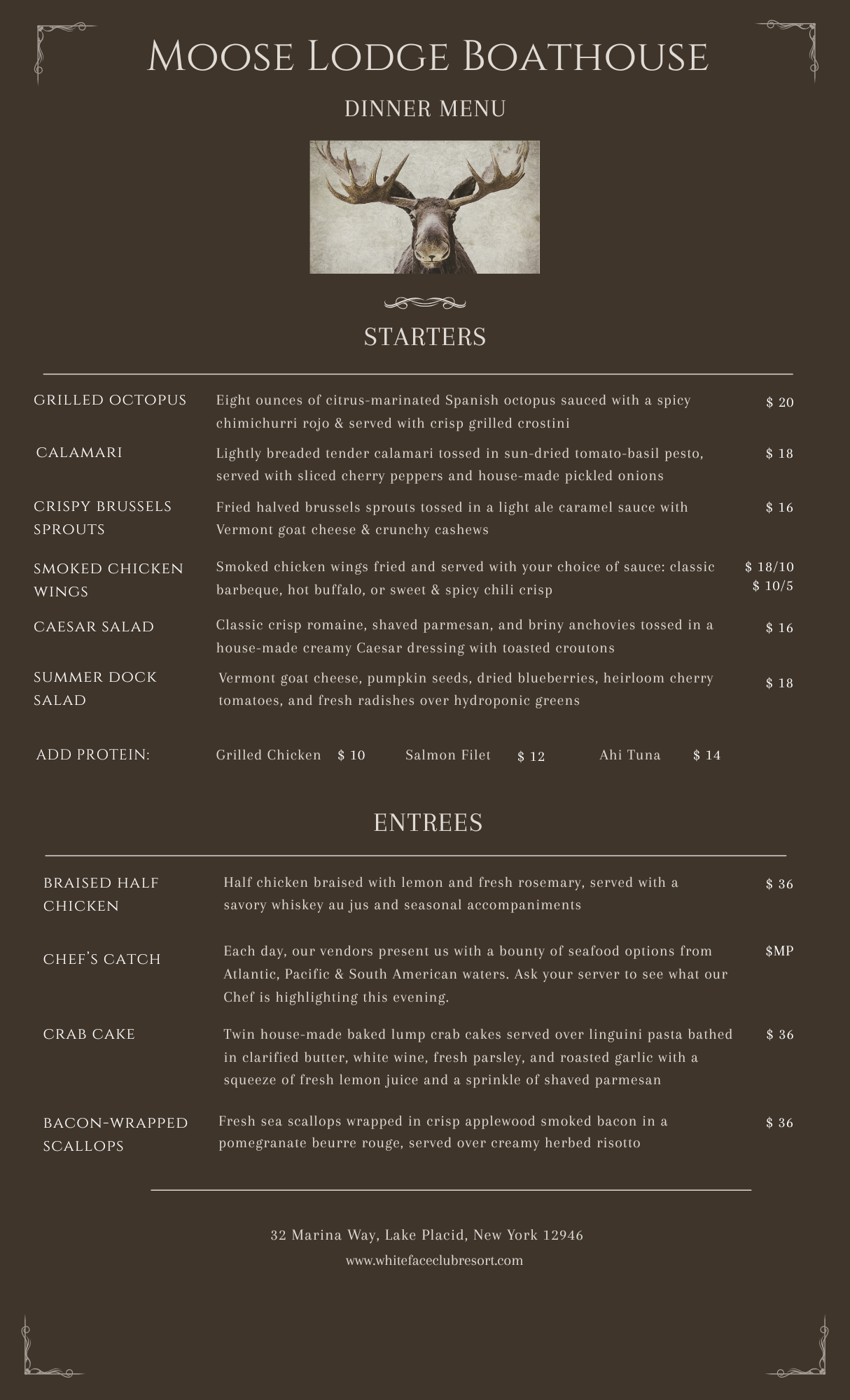 5.2026 Opening Moose Lodge Dinner Menu (8.5 x 14 in)