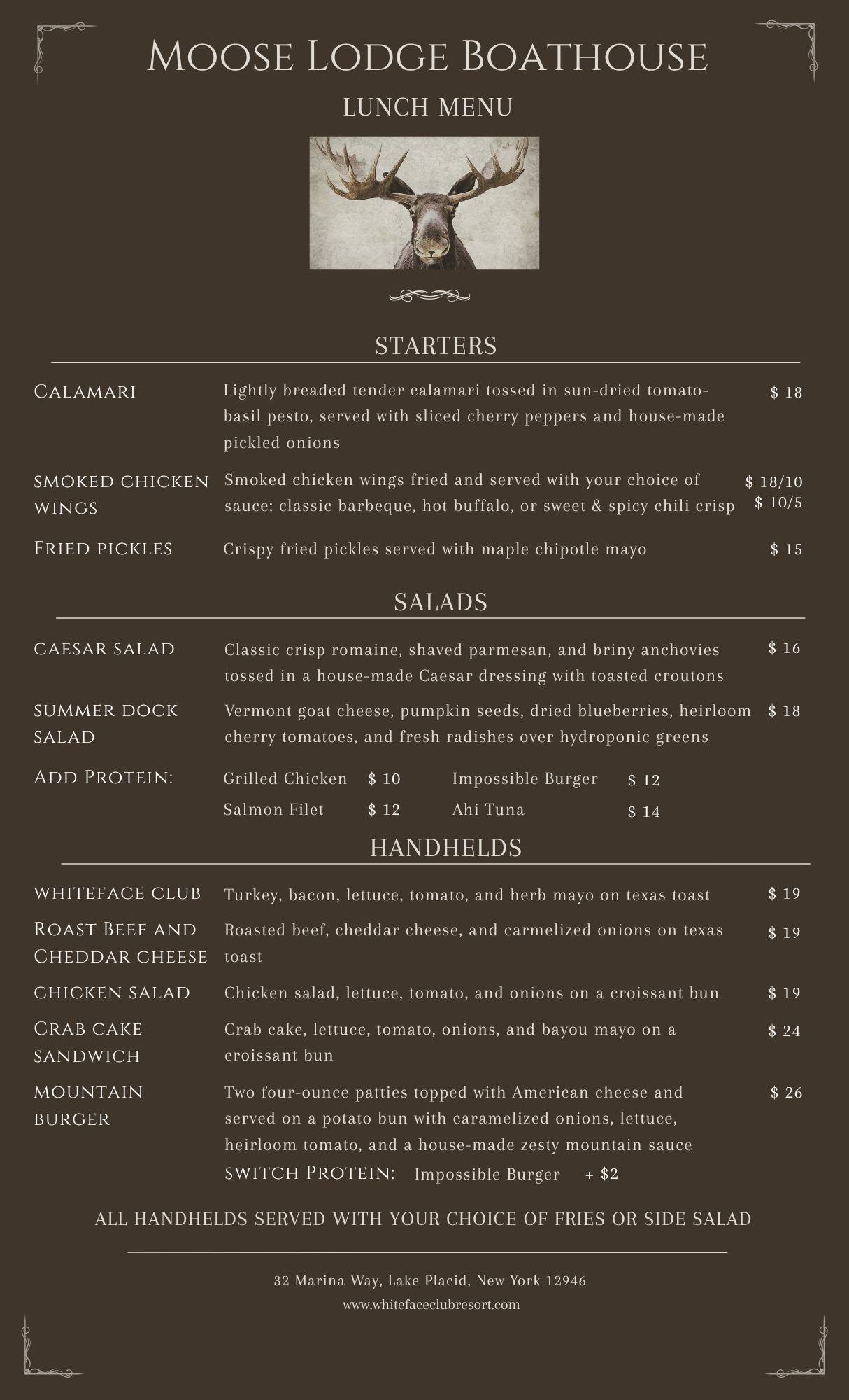 Moose Lodge Lunch Menu 7 15 2026